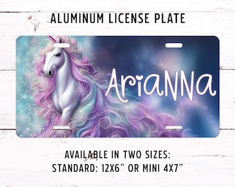 Unicorn License Plate 2 Sizes | Vanity Plates | Car Plate | Metal License Plate | Bike Plate Aluminum Plate Custom Gifts Personalized Gifts