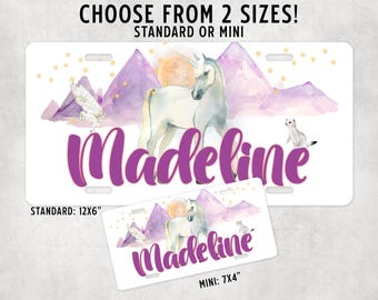 Unicorn License Plate 2 Sizes | Vanity Plates | Car Plate | Metal License Plate | Bike Plate Aluminum Plate Custom Gifts Personalized Gifts