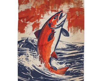 Salmon Jump Thick Arctic Fleece Blanket House Warming Gift Home Decor Mother's Day Gift for Father's Day Fisherman's Gift