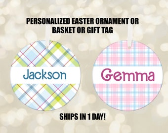 Personalized Easter Name Tag Ornament Easter Basket Name Tag Easter Gift Basket Stuffer Custom Easter Basket Name Tag Gift Tag