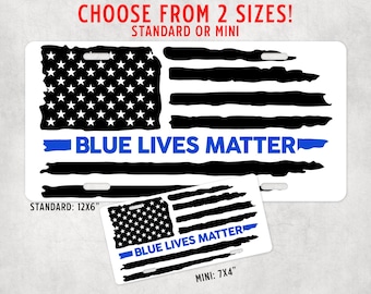 Matrícula Blue Lives Matter de 2 tamaños / Matrícula personalizada / Matrícula de automóvil / Matrícula de metal / Matrícula de bicicleta Matrícula de aluminio Regalos personalizados
