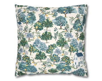 English Garden and Lemon Trees II Print Faux Suede Square Pillow Case Home Decor Housewarming Gifts Mother's Day Gift