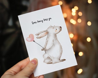 Some Bunny Loves You Card | Blank Inside | Valentine's Day, Anniversary, Love, Friendship, Easter, Thinking of You, Card for Kids,