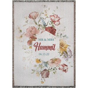Personalized Custom Wedding Gift Mr and Mrs Personalized Cotton Woven Blanket Anniversary Gift Memorial Gift Customized Heirloom Keepsake