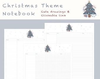 Christmas Theme cute 5 subject digital notebook, goodnotes notebook, notability notebook, goodnotes template, ipad digital notebook