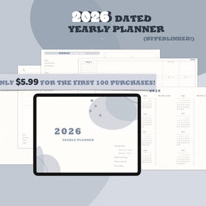 Planificador digital con fecha 2026, planificador para iPad, planificador con hipervínculos para iPad, planificador mensual, planificador semanal, planificador Goodnotes, planificador Notability