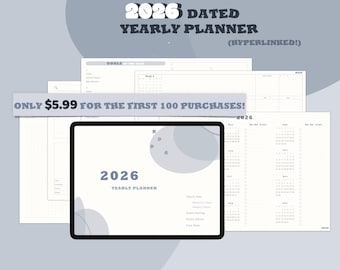 2026 Dated Digital Planner, Ipad Planner, iPad Hyperlinked Planner, Monthly Planner, Weekly Planner, Goodnotes Planner, Notability Planner