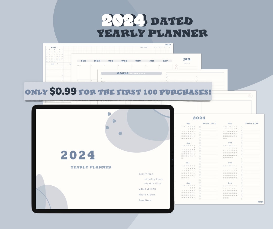 2024 Dated Digital Planner, iPad Planner, iPad Hyperlinked Planner ...
