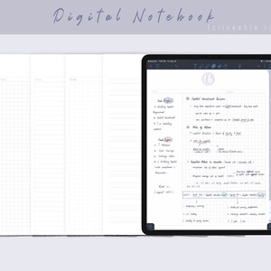 6 Tab Digital Notebook, goodnotes template, hyperlinked, notability notebook, goodnotes notebook, grid, dots, line, Cornell template