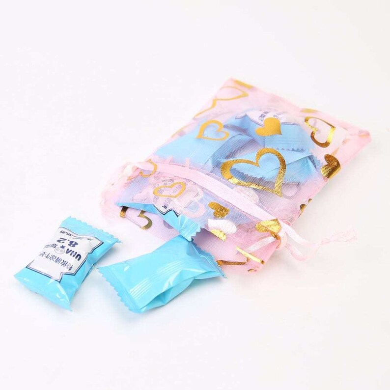 30pcs 5.2x7.2\u201d Premium Organza Mesh Bag Satin drawstring Blue and Pink for Jewelery,Candy Gift bag