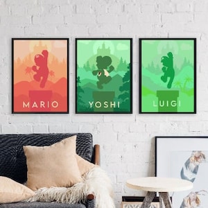 Promo 3 Artworks MARIO, LUIGI and YOSHI !!-  Digital Artwork Poster Printable-