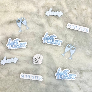 Personalized Confetti Bachelorette party, last toast on the coast, last toast, nautical bach party, bachelorette decorations, hamptons decor