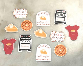 Sötnoskonfetti, en liten sötnos är på väg, babyshower-tema, höstdekorationer till babyshower, könsneutral babyshower, äppelpaj