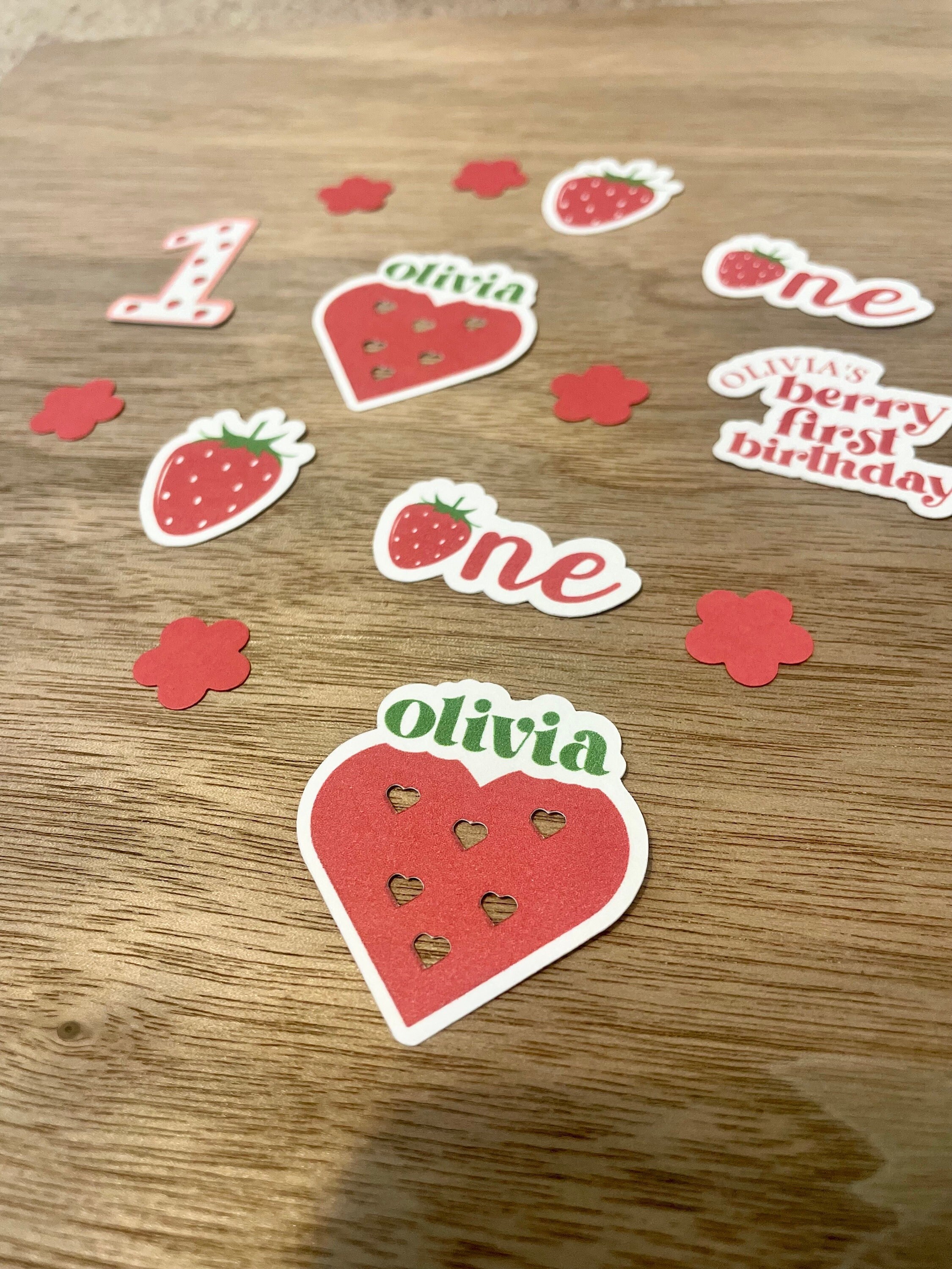 Berry First Birthday Personalized Confetti birthday party strawberry theme berry birthday first birthday unique first