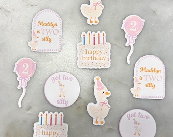 Confeti de segundo cumpleaños de ganso tonto DOS, fiesta de cumpleaños con confeti personalizado, cumpleaños de ganso, tengo dos gansos tontos, tema de ganso