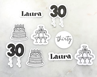 30th birthday confetti, thirty, dirty thirty, black and white decorations, table decor, 30s, thirties, thirtieth birthday