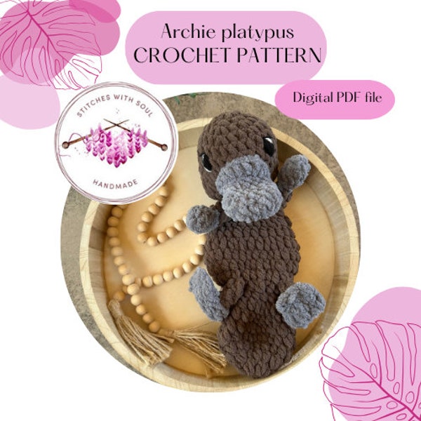 Archie the Platypus crochet pattern- Amigurumi,crochet pdf pattern, crochet lovey pattern, crochet snuggler pattern, baby shower gift