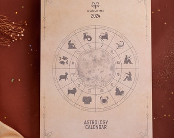 Wall Calendar 2024, Full Astrology Calendar, Lunar Calendar 2024, Daily Planner, Beauty Studio Decor, Astro Art, Moon Calendar, Lunar Phases