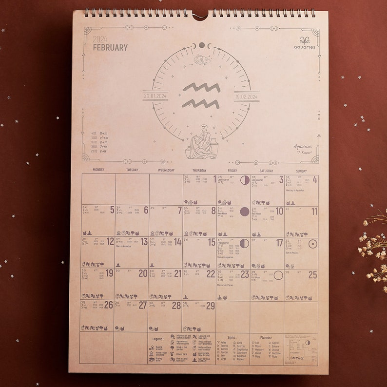 Moon Calendar 2024, Astrology Calendar, Woman Calendar, Moon Phases, Astrological Moon Planner, Daily Planner, Gift For Her, Astro Art image 6