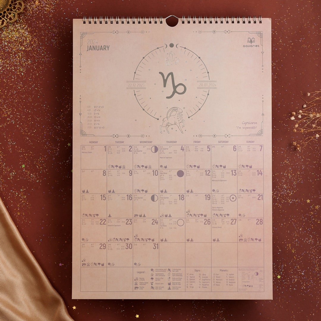 Astrology Wall Calendar 2024 Mother's Day Gift for Mum Etsy