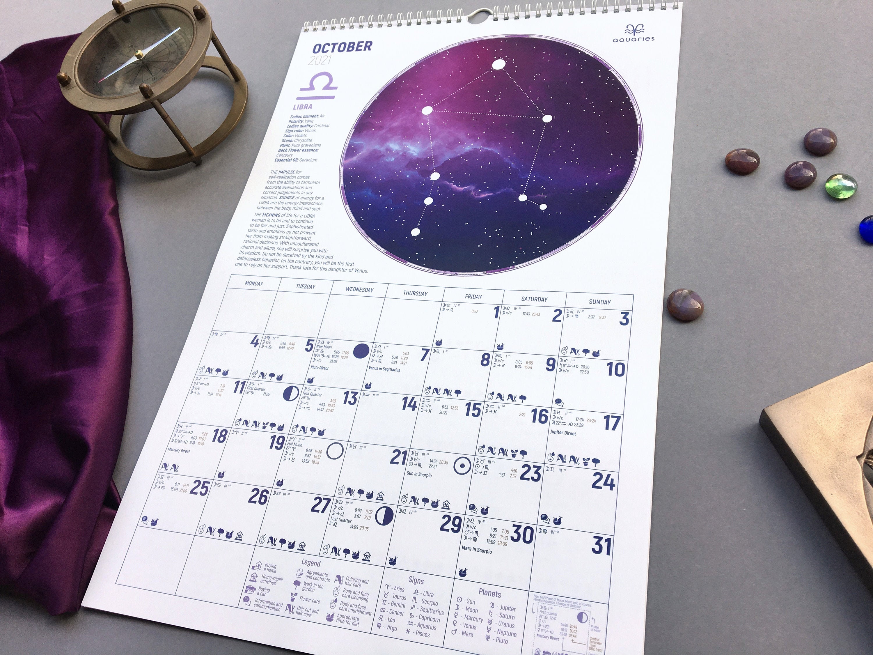 Wall Calendar 2022 Full Astrology Calendar Lunar Calendar | Etsy