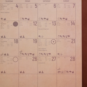 Wall Calendar 2024, Full Astrology Calendar, Lunar Calendar 2024, Daily Planner, Beauty Studio Decor, Astro Art, Moon Calendar, Lunar Phases image 3