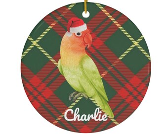 Adorno de Lovebird / Regalos de Lovebird / Lovebird Mom XMas / Decoración personalizada del árbol de Navidad de Lovebird / Vacaciones personalizadas de Love Bird Dad