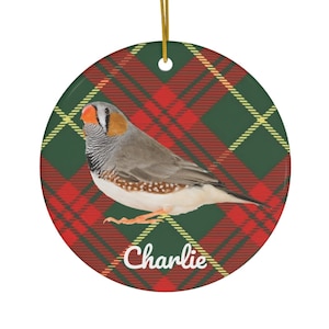 Adorno de pinzón cebra / Regalos de pinzón cebra / Decoración de árbol de Navidad de pinzón cebra personalizada / Mamá pinzón cebra / Papá pinzón cebra personalizado