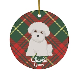Maltese Dog Ornament | Maltese Gifts | Personalized Maltese Christmas Decoration | Maltese Mom Holiday | Maltese Dad | Maltese Ornament XMas