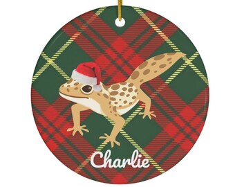 Leopard Gecko Ornament | Leopard Gecko Gifts | Leopard Gecko Mom | Customized Leopard Gecko Christmas Tree Decoration | Leopard Gecko Dad