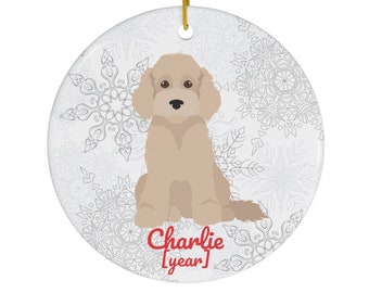Labradoodle Ornament | Labradoodle Gift | Labradoodle Christmas Tree Decoration | Lab Doodle Mom Dad | Cream Labradoodle Christmas Ornament