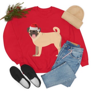 Pug Christmas Sweater | Pug Gifts | Pug Mom Sweatshirt | Unisex Pug Sweatshirt | Pug Dad Sweatshirt | Pug Mom Gift | Santa Pug Holiday Shirt