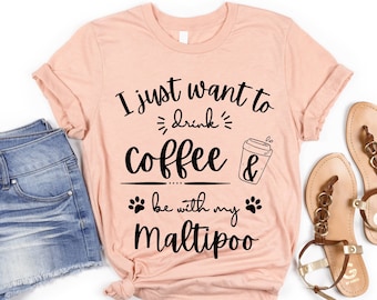 Maltipoo Mom Coffee Lover | Maltipoo Shirt | Maltipoo Gifts | Maltipoo Mom Shirt | Cute Maltipoo TShirt for Women | Maltese Poodle Mom Gift