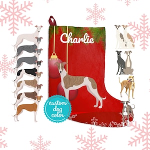Greyhound Stocking | Greyhound Gifts | Personalized Greyhound Christmas Stocking | English Greyhound Mom | Greyhound Dad Holiday Present