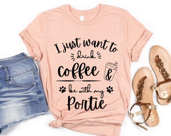 Portie Mom Coffee Lover | Portuguese Water Dog Shirt for Women | Portuguese Water Dog Gifts | Portuguese Water Dog Mom Shirt | Portie Gifts