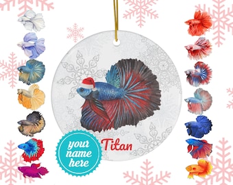 Adorno de Betta / Regalos de Betta / Adorno de pez Betta / Decoración personalizada para árbol de Navidad de Betta / Mamá Betta / Papá pez luchador siamés Navidad