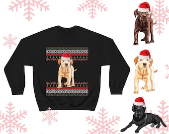 Labrador Christmas Sweater | Custom Labrador Gifts | Unisex Yellow Labrador Sweatshirt | Chocolate Labrador Mom Holiday Gift | Black Lab Dad