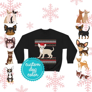 Chihuahua Christmas Sweater | Custom Chihuahua Gifts | Unisex Chihuahua Sweatshirt | Chihuahua Mom Holiday Gift | Chihuahua Dad XMas Present
