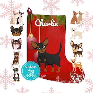 チワワのストッキング | チワワのギフト | パーソナライズされたチワワのクリスマスストッキング | タンチワワのママ | チワワのパパ | フォーンチワワのクリスマス