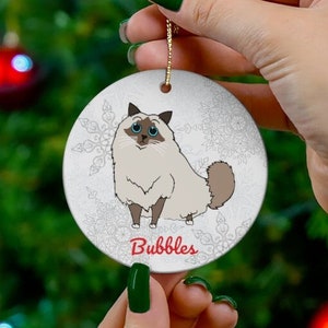 Adorno de gato Ragdoll / Regalos Ragdoll / Decoración del árbol de Navidad Ragdoll / Vacaciones de mamá Ragdoll / Papá Ragdoll XMas presente / Adorno Ragdoll
