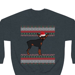 Miniature Pinscher Christmas Sweater | Unisex Miniature Pinscher Sweatshirt | Miniature Pinscher Gift | MinPin Mom Ugly Holiday | MinPin Dad