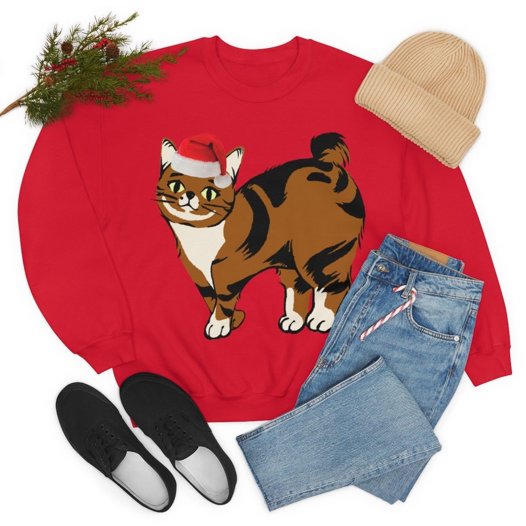 manx-cat-christmas-sweater-manx-cat-gift-ginger-manx-cat-etsy