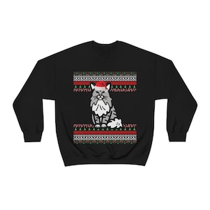 Pull de Noël chat des forêts norvégiennes | Cadeau chat des forêts norvégiennes | Sweat-shirt moche chat des forêts norvégiennes pour les fêtes de Noël, maman et papa