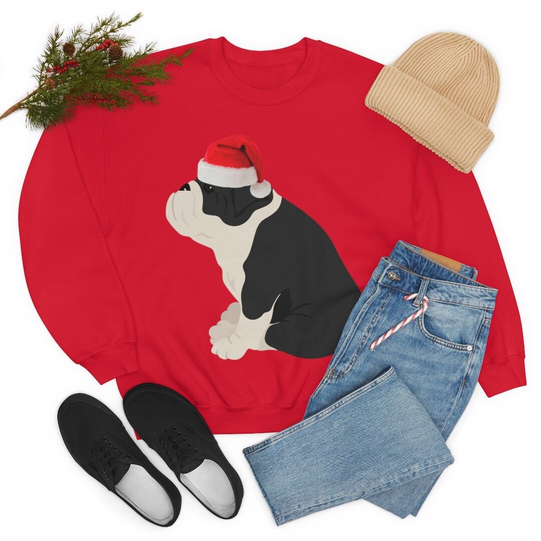 Black and White English Bulldog Christmas Sweater English Etsy
