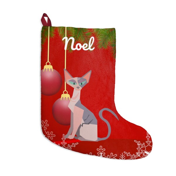 Sphynx Stocking | Sphynx Gifts | Personalized Sphynx Christmas Stocking | Sphynx Mom Present | Sphynx Cat Dad XMas Holiday Decoration