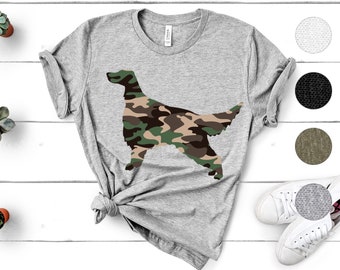 Irish Red Setter Herren-Hemd | Camouflage Irischer Setter TShirt | Irish Red Setter Mama | Irish Setter Geschenk | Heeres Irish Setter Dad veteranen