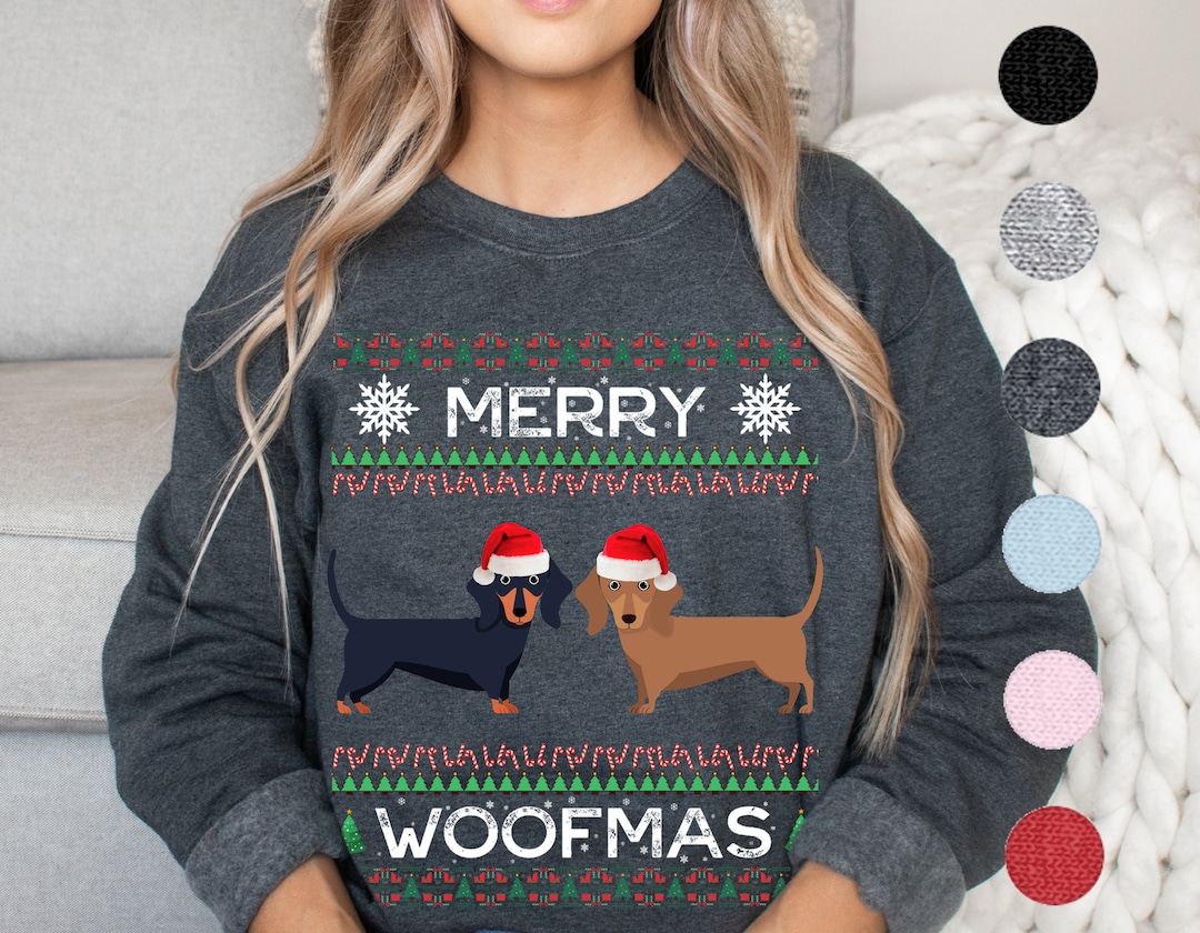 Teckel Kerst Hoodie Feestelijke Teckel Kerst Sweatshirt Leuke Vakantie Hond Top Kerstverlichting Shirt, Wit, L
