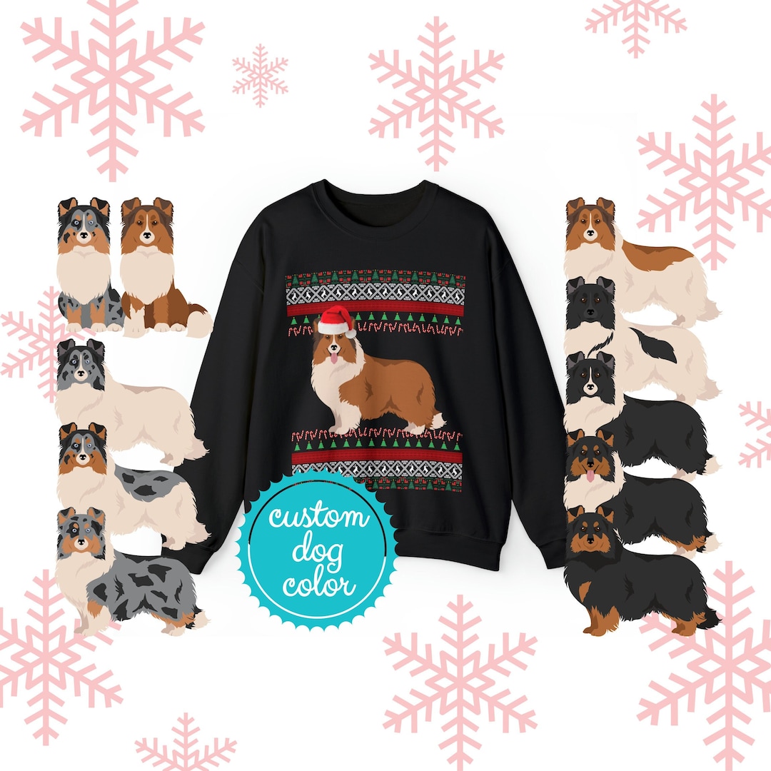 Sheltie Christmas Sweater Custom Shetland Sheepdog Gifts Etsy