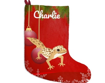 Leopard Gecko Stocking | Leopard Gecko Gifts | Leopard Gecko Christmas Stocking | Leopard Gecko Mom | Pet Leopard Gecko Dad Holiday Present