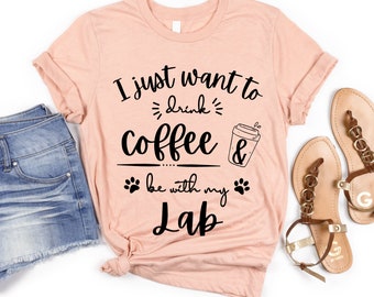 Labrador mamma kaffeälskare | Labrador mamma-tröja | Labrador mamma-t-shirt | Labrador-present | Labrador-tröja för kvinnor | Kaffe och Labrador | Svart labradorchoklad